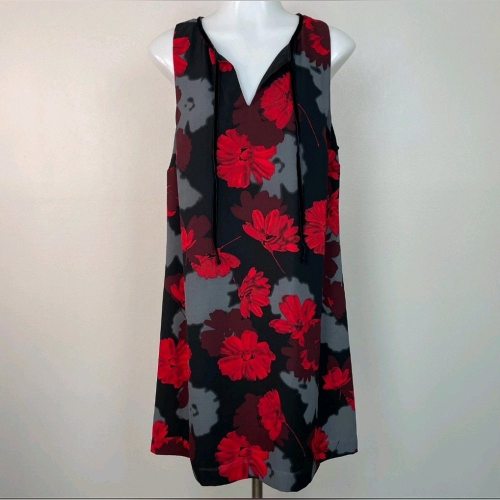 Kenzie Shift Dress Red and Black Floral